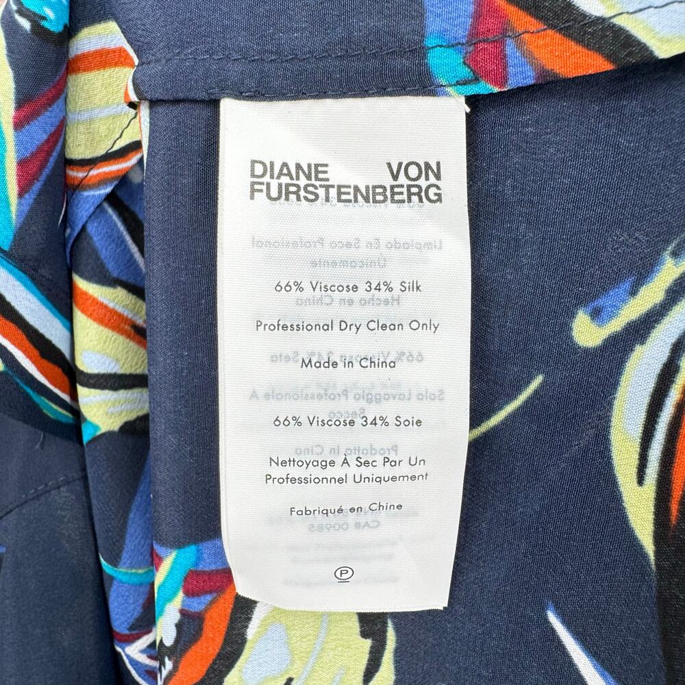 Diane von Furstenberg NWT Navy Prita Abstract Butterfly Print Silk Blend Dress - Picture 12 of 12